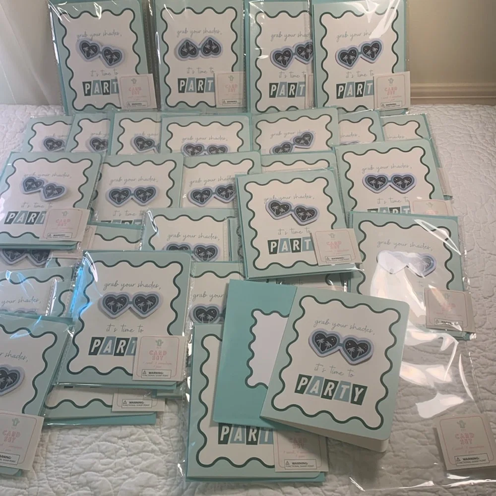 Party Note Cards 30 PK Grab your Shades it’s time to party W/Sunglasses pin NEW